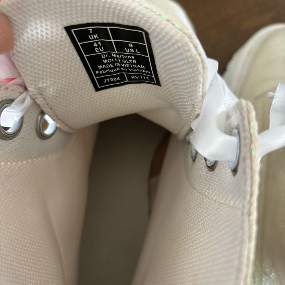 Dr. Martens Molly Glitter White Platform Boots 9 - Picture 6 of 7